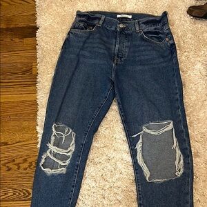 Forever 21 Blue Boyfriend Distressed Jeans